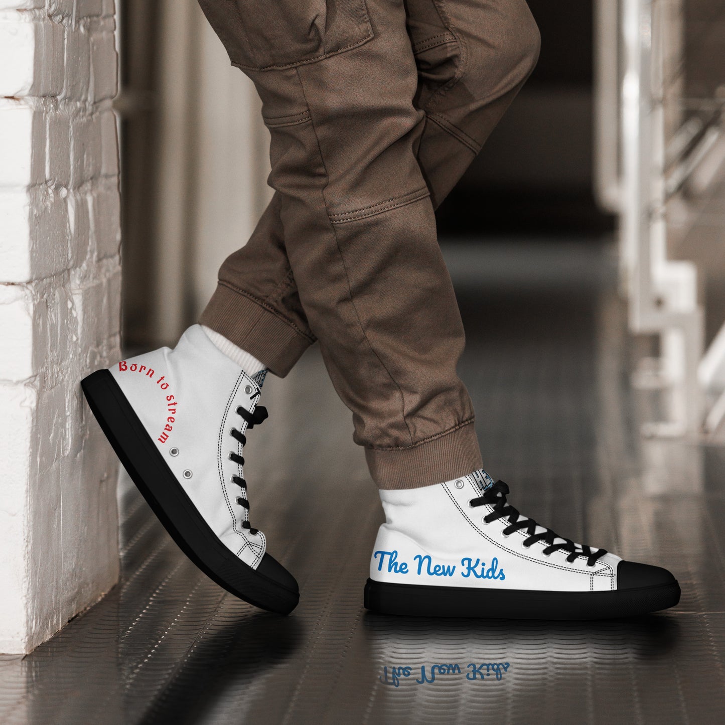 Men's high top canvas shoes close-up detail comfortable fit