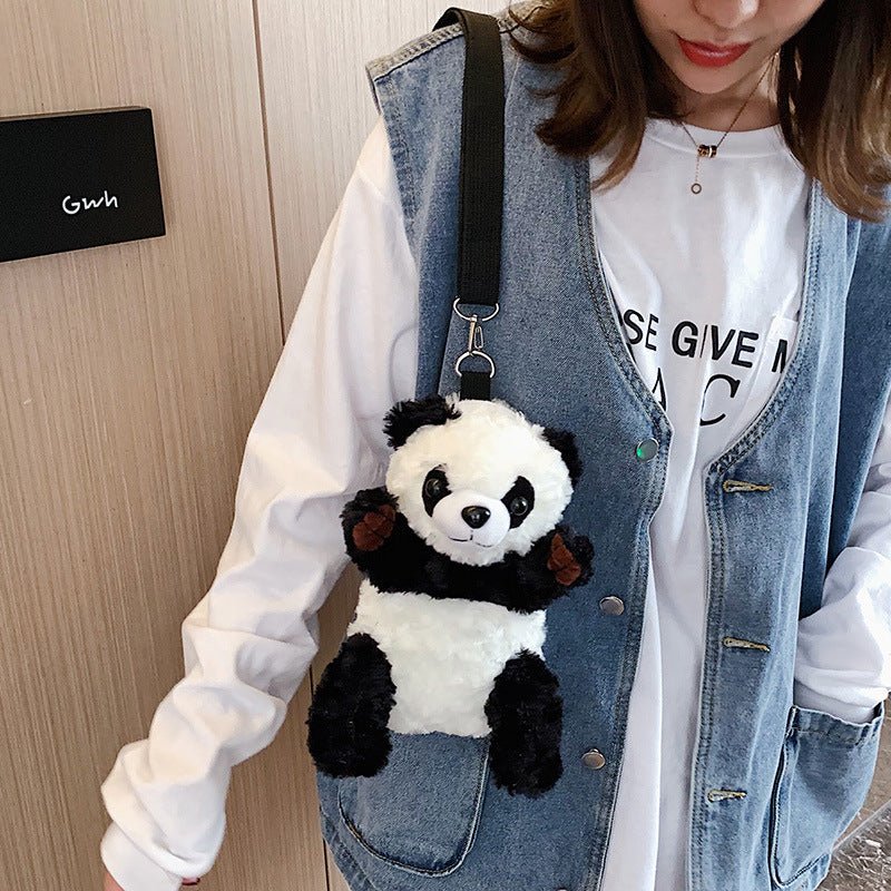 Cute Plush Panda Mini Shoulder Bag, Cartoon Crossbody - KittyKat Lane LLC
