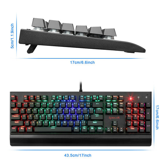 Redragon K557 RGB Mechanical Gaming Keyboard 104 Keys - KittyKat Lane LLC