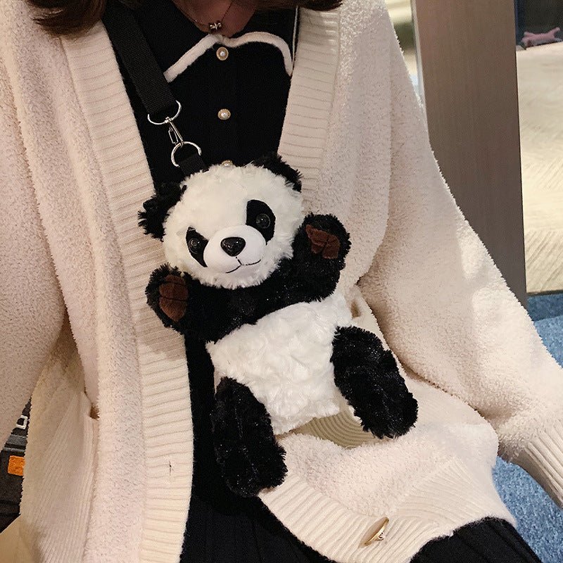 Cute Plush Panda Mini Shoulder Bag, Cartoon Crossbody - KittyKat Lane LLC