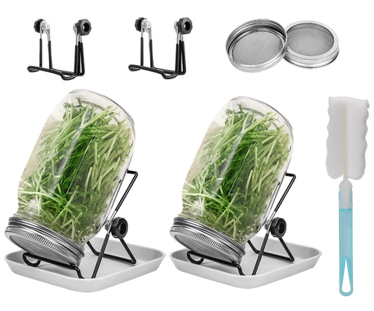 86mm1000mlStandTray and Canning Brush Seed Sprouter Set for Broccoli Alfalfa Mung Bean - KittyKat Lane LLC