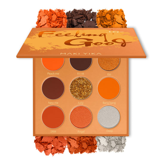 MAKI YIKA Orange Eyeshadow Palette Long Lasting Orange Eye Shadow for Women High Pigmented 9 Colors (#4 Orange) -