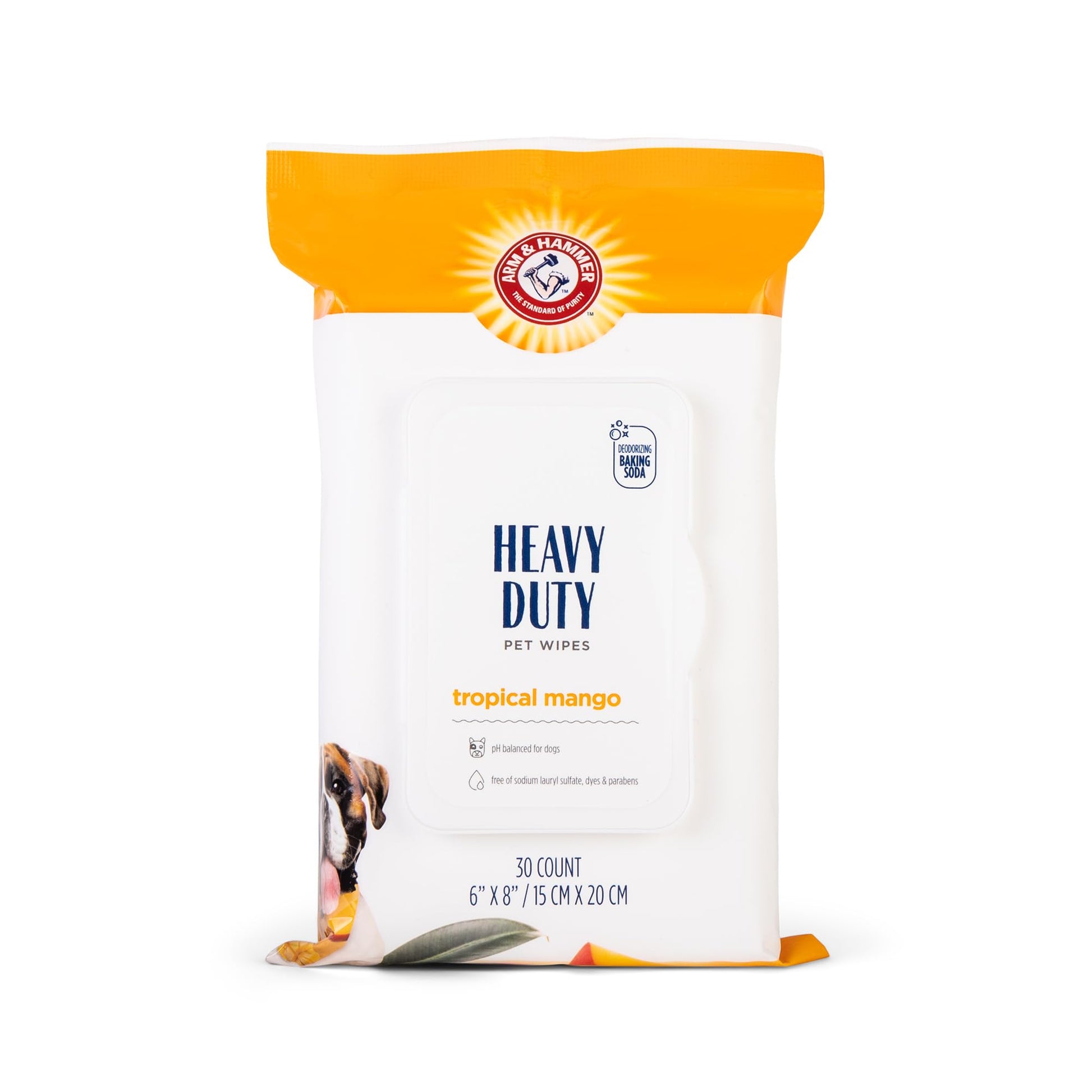 Arm & Hammer for Pets Heavy Duty Multipurpose Bath 
Wipes for Dogs Travel Size Mango Scent | 30 Ct Pack of Travel Pet Wipes