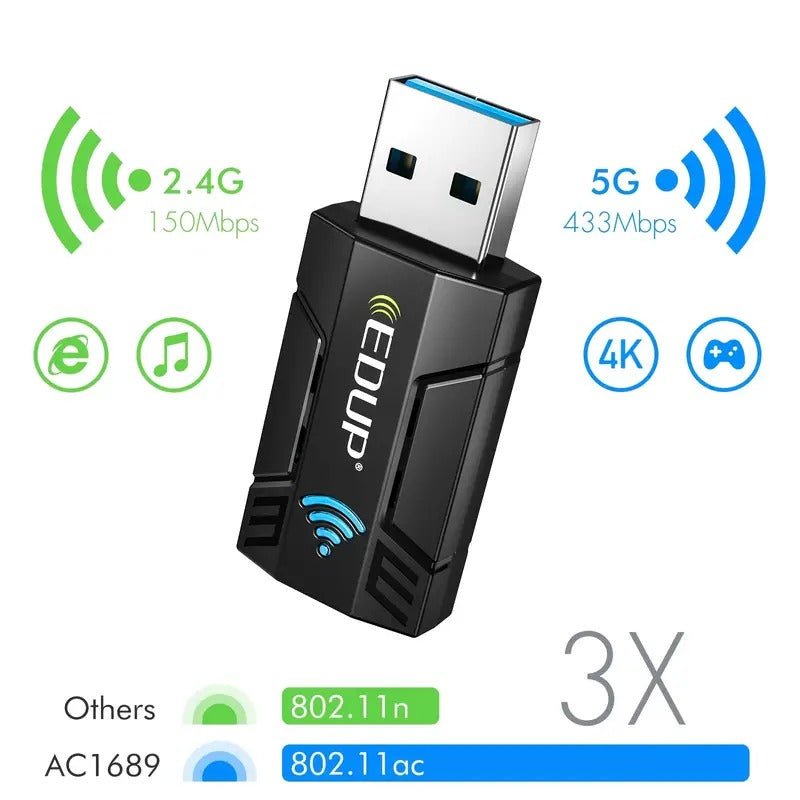 EDUP AC1300Mbps USB WiFi Adapter for PC and Laptop - KittyKat Lane LLC