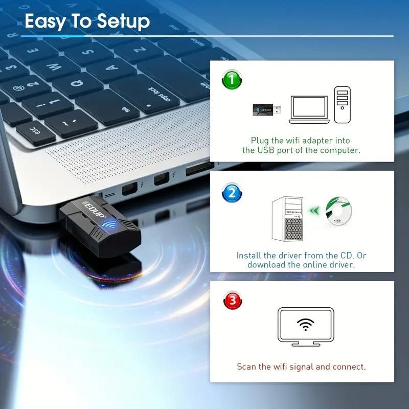 EDUP AC1300Mbps USB WiFi Adapter for PC and Laptop - KittyKat Lane LLC